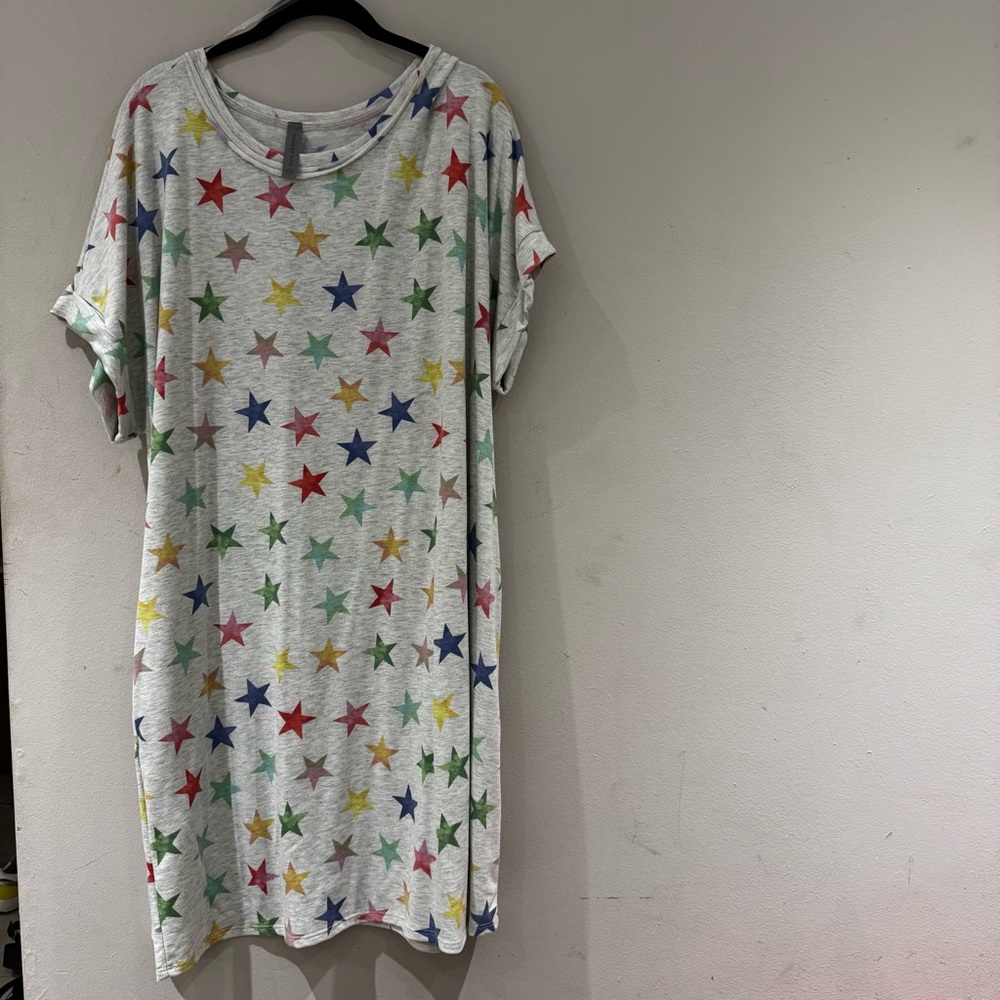Honeyme Starry Gray T-Shirt Dress NWOT